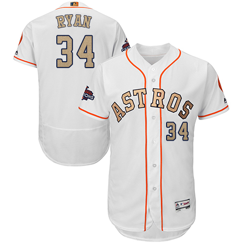 Astros #34 Nolan Ryan White FlexBase Authentic 2018 Gold Program Cool Base Stitched MLB Jersey - Click Image to Close